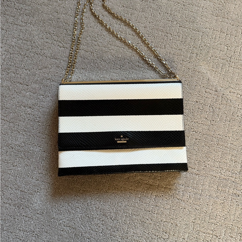 Kate Spade Black and White Striped Purse